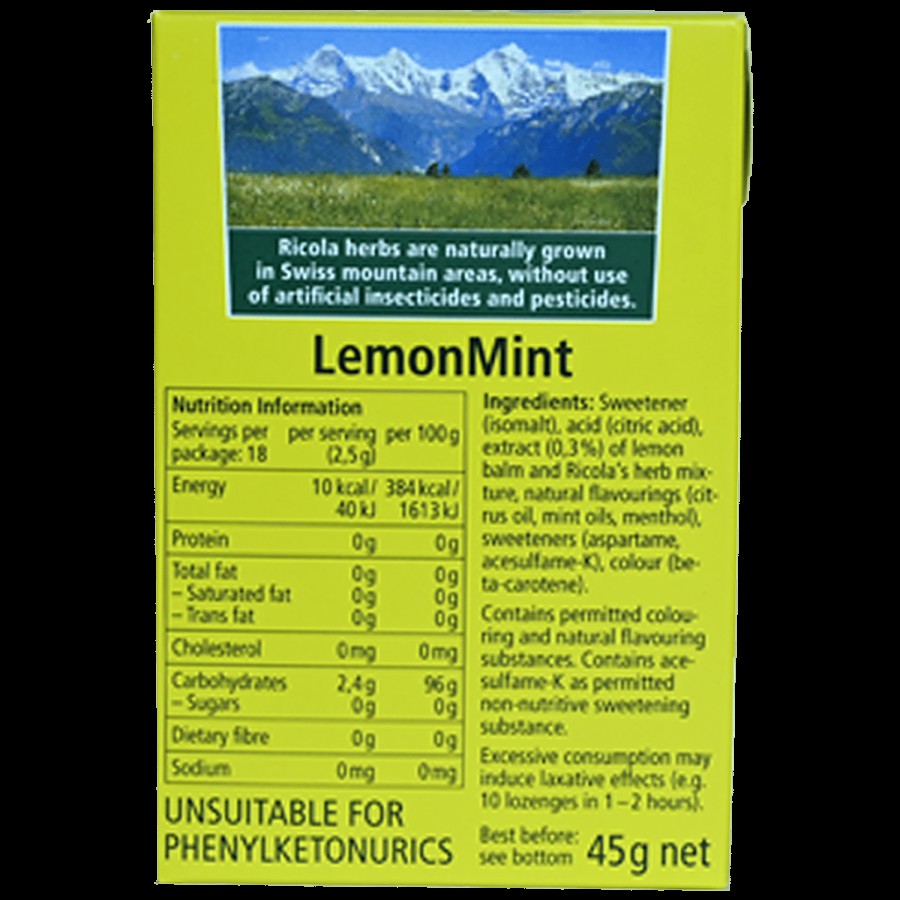 Ricola Swiss Herb Lozenges - Lemon Mint