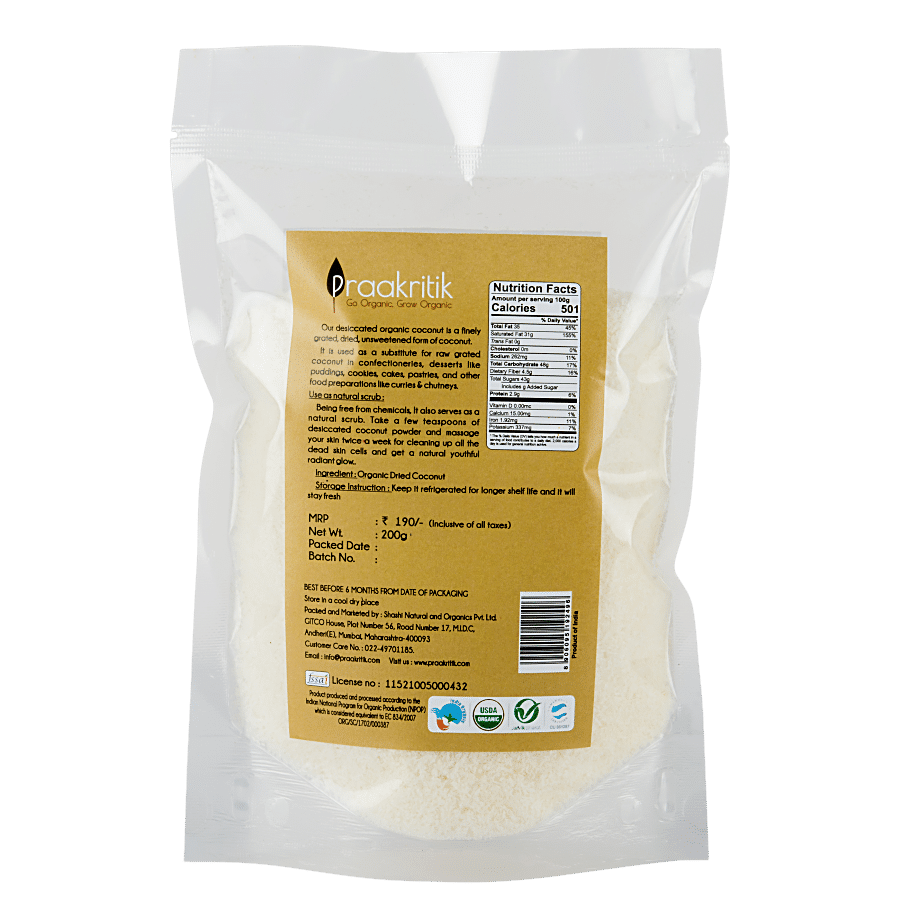 Praakritik Desiccated Coconut Powder - Organic