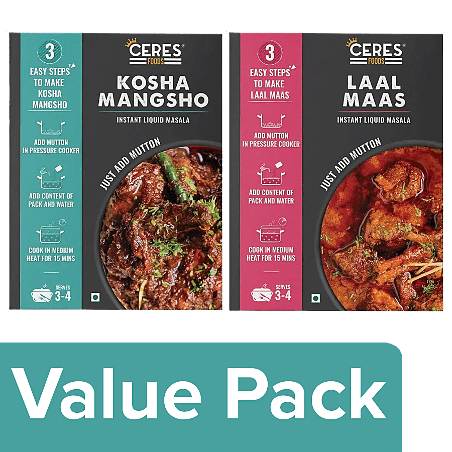 Ceres Foods Laal Maas Instant Liquid Masala 200 g + Kosha Mutton Instant Liquid Masala 200 g