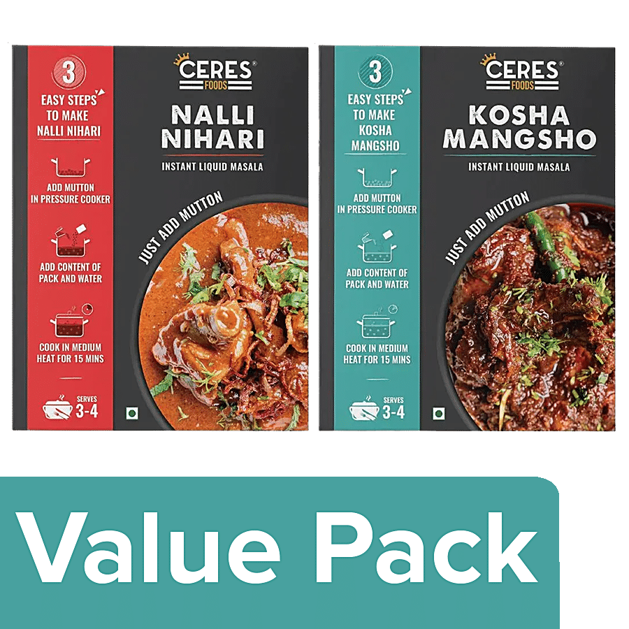 Ceres Foods Nalli Nihari Instant Liquid Masala 200g +Kosha Mutton Instant Liquid Masala 200g