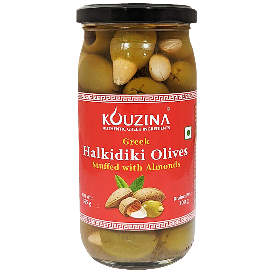 Kouzina Greek Halkidiki Green Olives Stuffed With Almonds