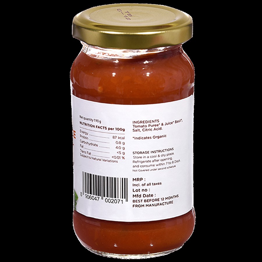 Phalada Pure & Sure Organic Pasta Sauce - Tomato & Basil