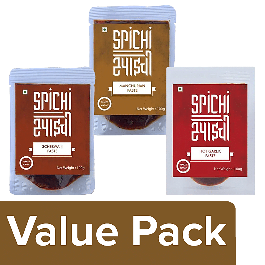 SPICHI Hot Garlic Paste + Manchurian Paste + Schezwan Paste (100 g each)