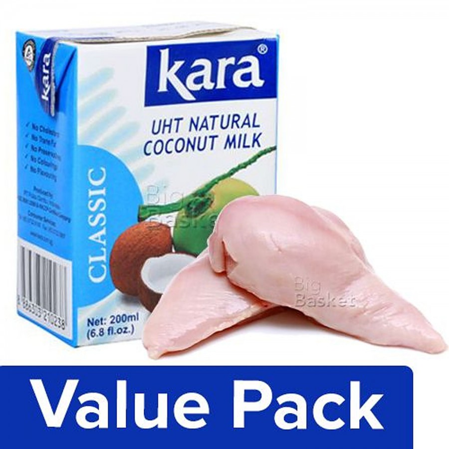 bb Combo Kara Coconut Milk - UHT Natural 200ml + Fresho Meat Chicken Breast Boneless 500G