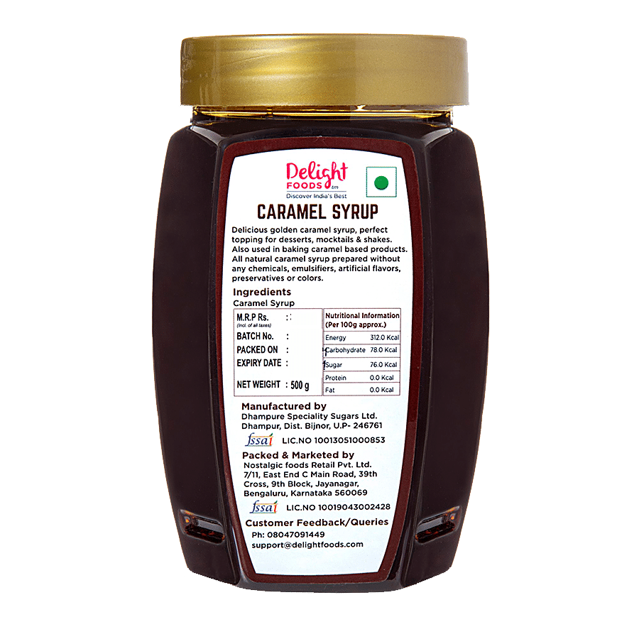 Delight Foods Caramel Syrup - No Added Preservative