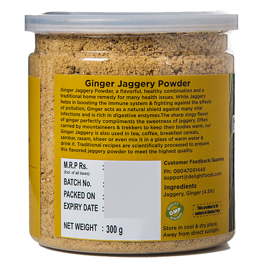 Delight Foods Ginger Jaggery Powder - Healthy Sweetener For Chai