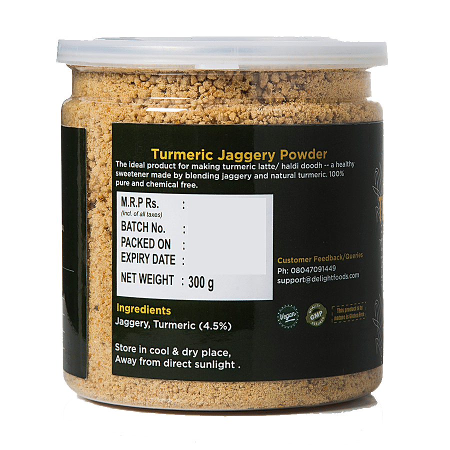 Delight Foods Turmeric/Haldi Jaggery Powder - Latte/Milk Sweetener