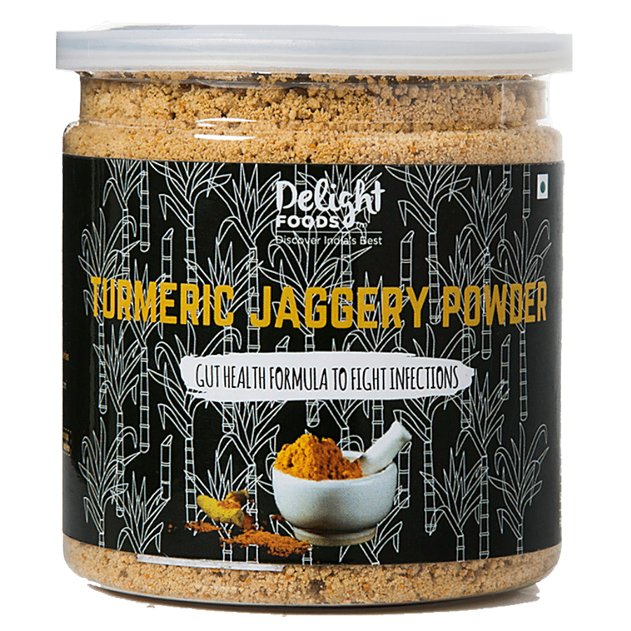 Delight Foods Turmeric/Haldi Jaggery Powder - Latte/Milk Sweetener