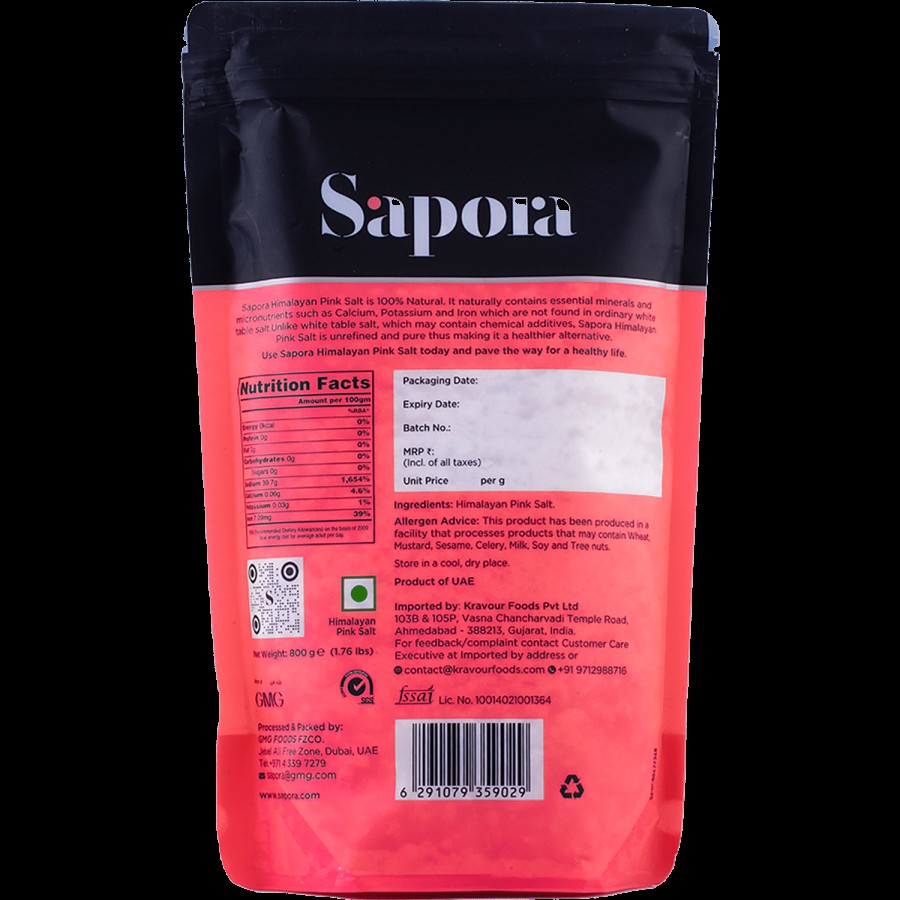 Sapora Himalayan Pink Salt Fine Grind