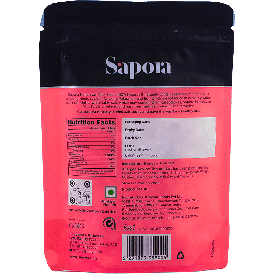 Sapora Himalayan Pink Salt Fine Grind