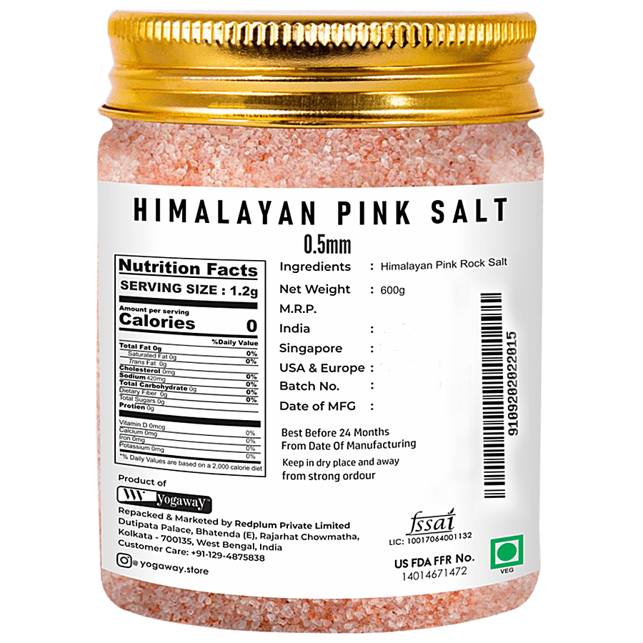 YOGAWAY Himalayan Pink Sooji Salt - With 84 Minerals For Detox