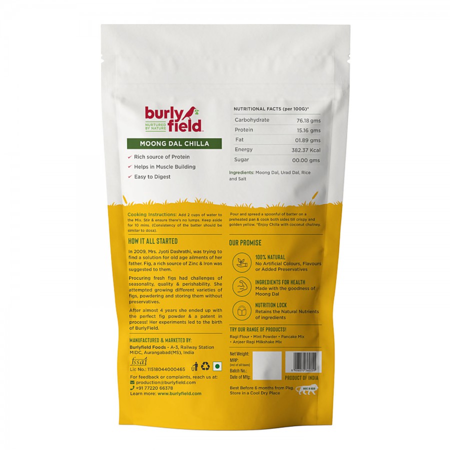 Burlyfield Moong Dal Chilla - Ready Mix