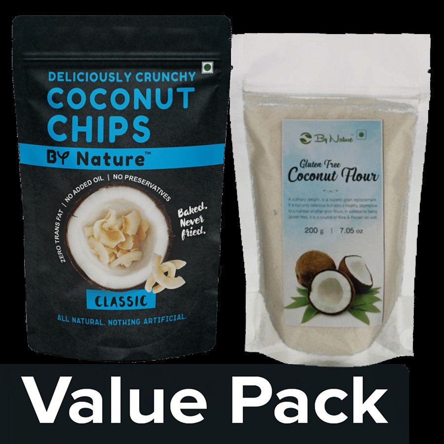 By Nature Coconut Flour 200 g + Baked Coconut Chips - Classic