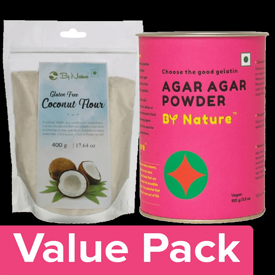 By Nature Coconut Flour 400 g + Agar Agar Vegetarian Gelatin 100 g