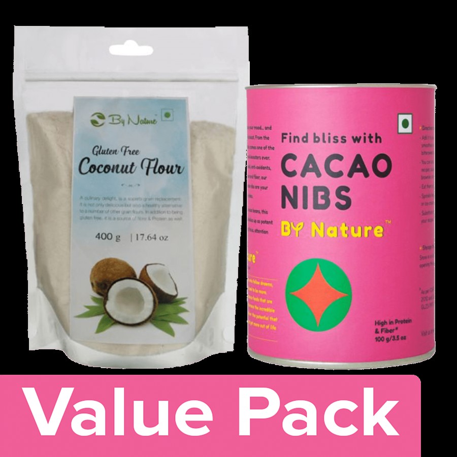 By Nature Coconut Flour 400 g + Cacao Nibs 100 g