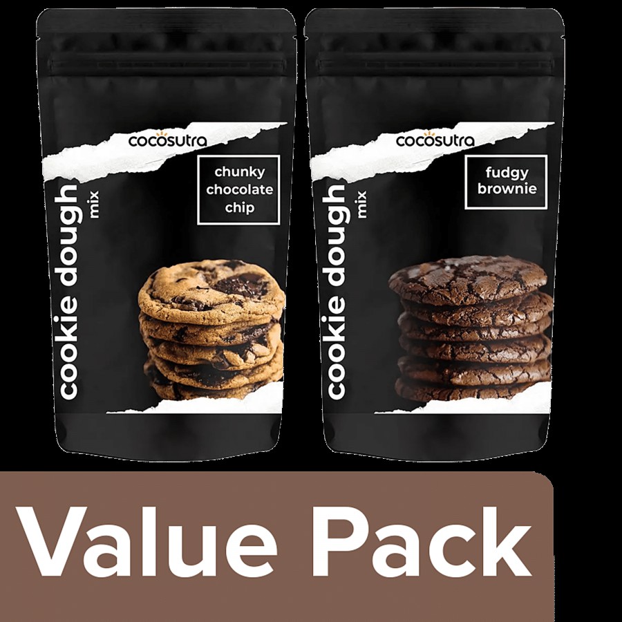 Cocosutra Cookie Dough Mix - Chunky Chocolate Chip + Fudgy Brownie (220 g each)