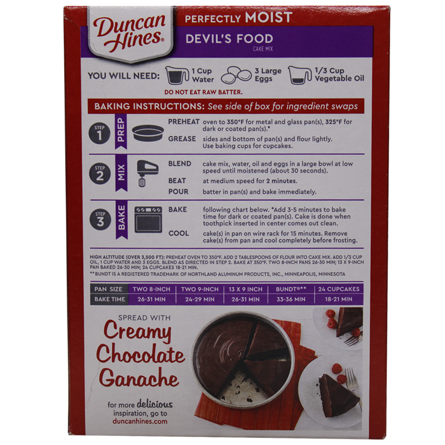 Duncan Hines Perfectly Moist Devils Food Cake Mix - Imported