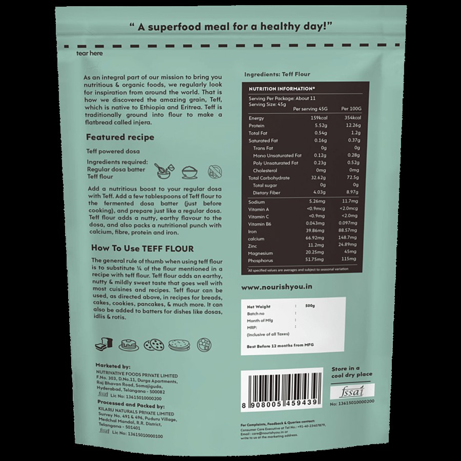 Nourish you Gluten Free Teff Flour/Atta