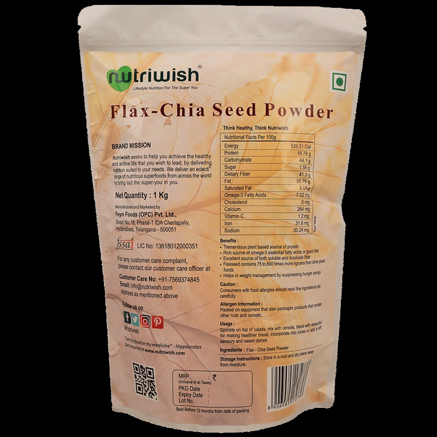 Nutriwish Flax-Chia Seed Powder - Rich Source Of Energy