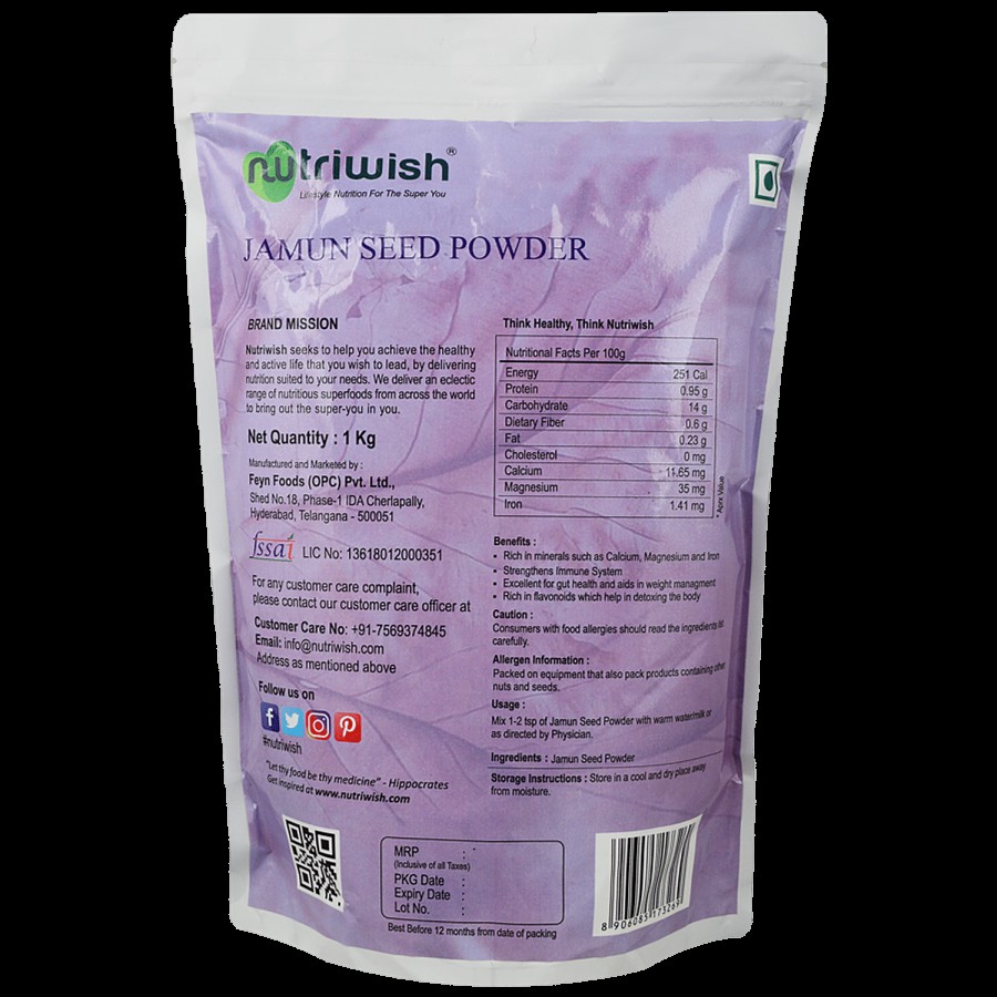 Nutriwish Jamun Seed Powder - Manages Diabetes & Obesity