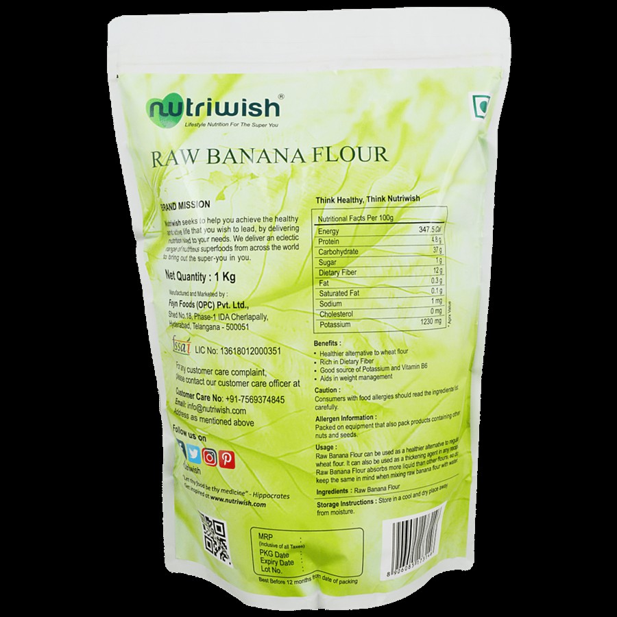 Nutriwish Raw Banana Flour - May Help To Lose Weight