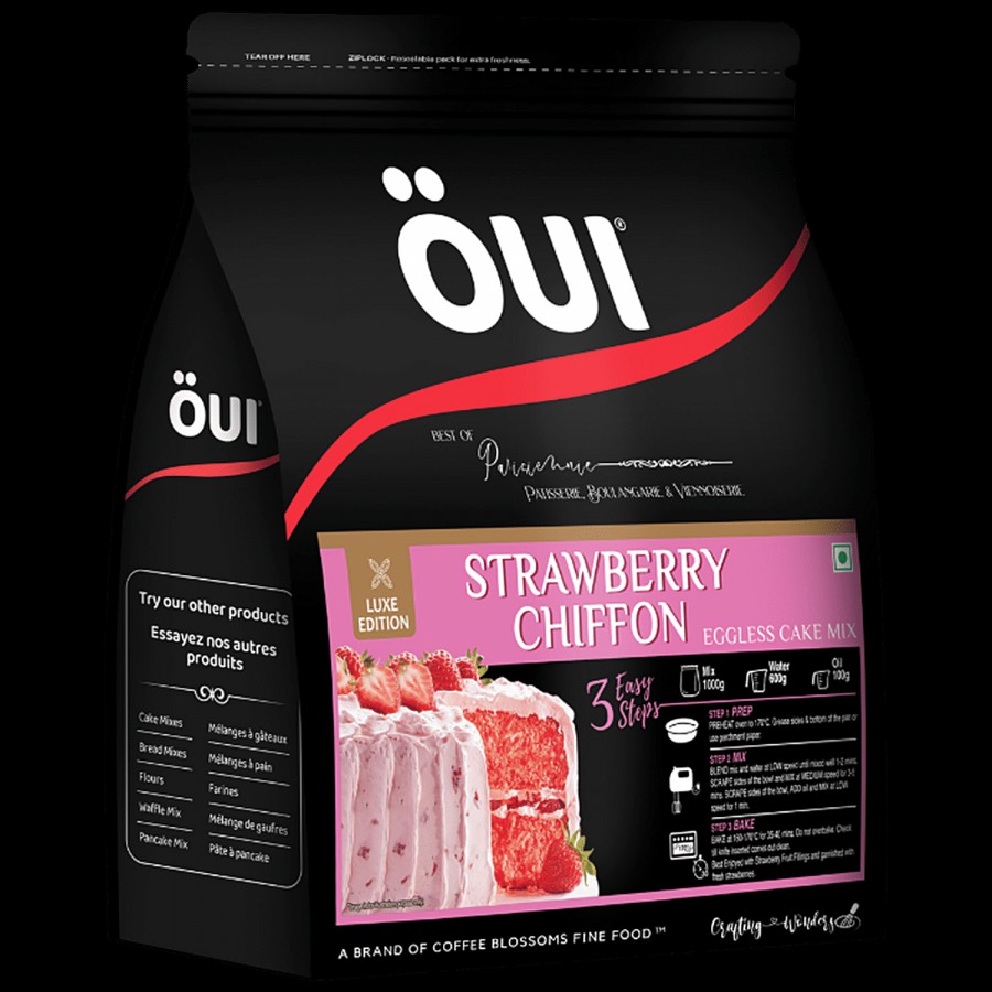 OUI Strawberry Chiffon Eggless Cake Mix - Luxe Edition