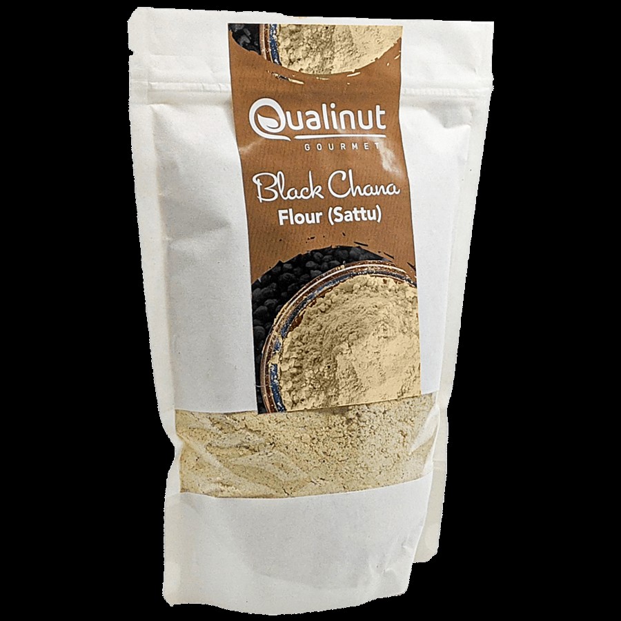 Qualinut Gourmet Black Chana Flour/ Sattu -  Protein Rich