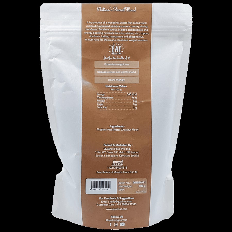 Qualinut Gourmet Singhara Atta / Water Chestnut Flour - Rich In Carbohydrate & Energy