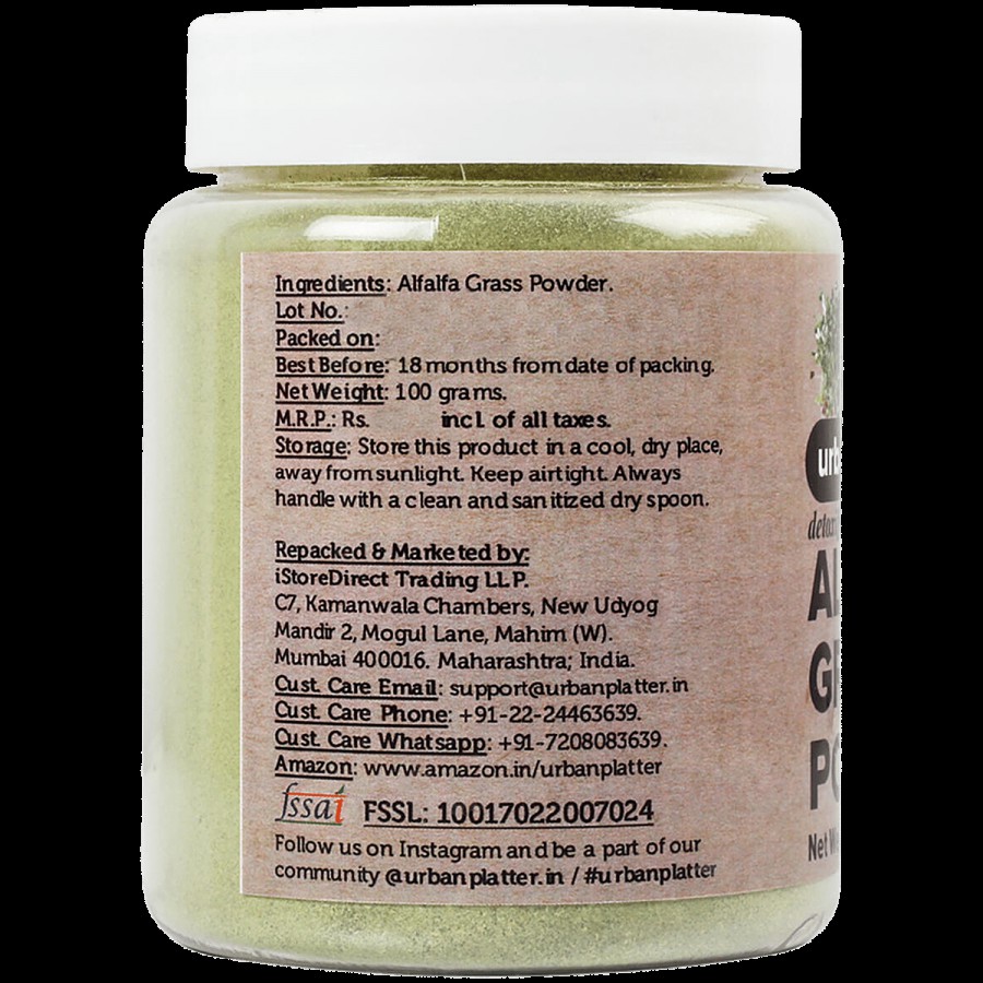 Urban Platter Alfalfa Grass Powder - Detoxifying & Alkalizing