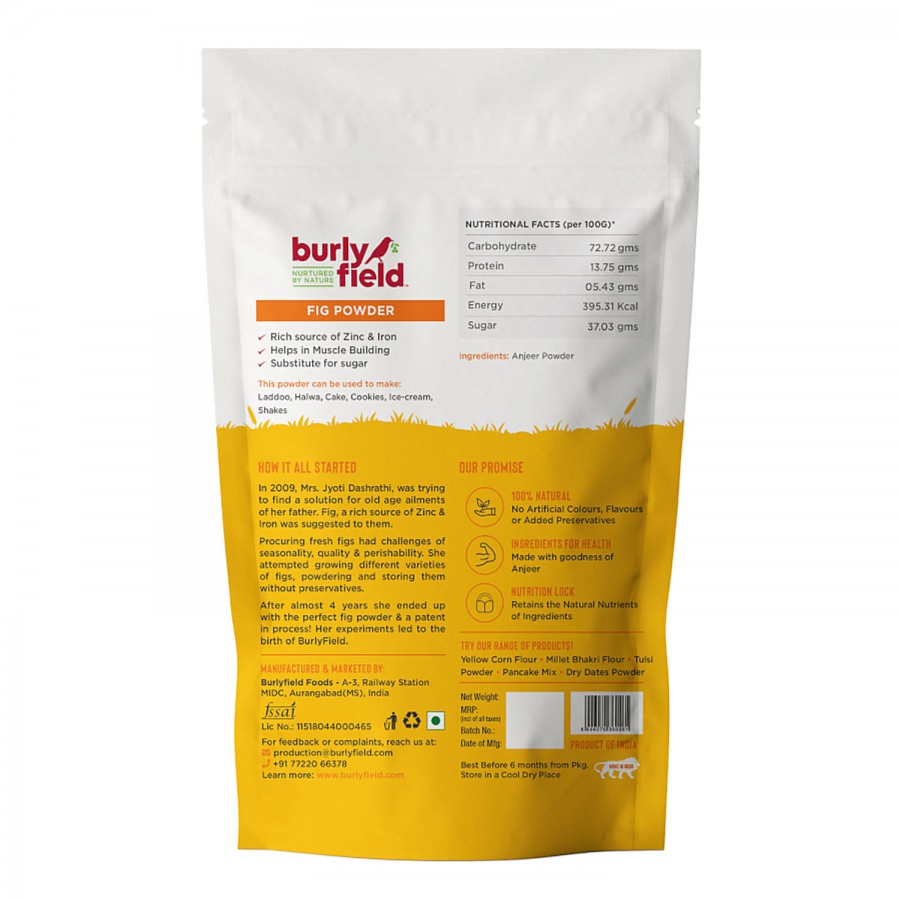 Burlyfield Fig/Anjeer Powder - Pure. Helps In Muscle Building