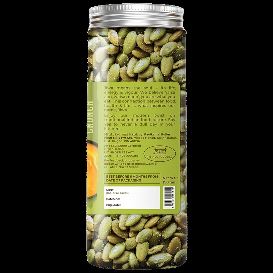 Jiwa Roasted Pumpkin Seeds - Healthy & Crunchy Salted Snack