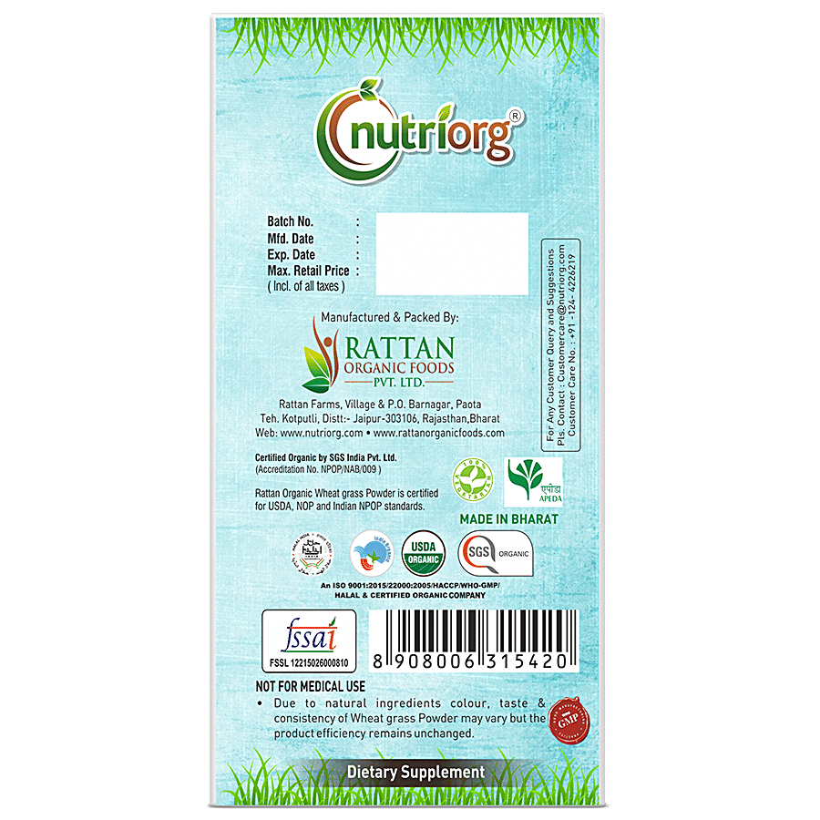 Nutriorg Certified Organic Wheatgrass Powder