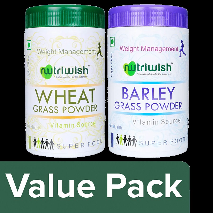 Nutriwish Wheat Grass - Powder 100 g + Barley Grass Powder 100 g