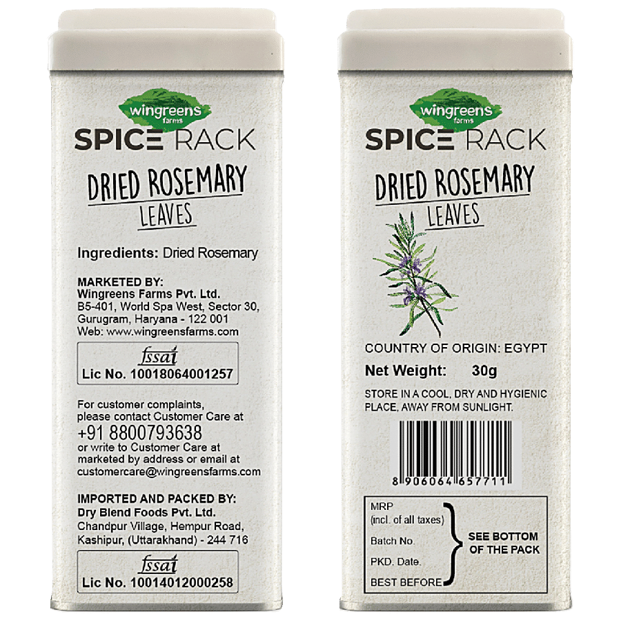 Wingreens Farms Spice Rack Rosemary Leaves - Dried Herb Seasoning