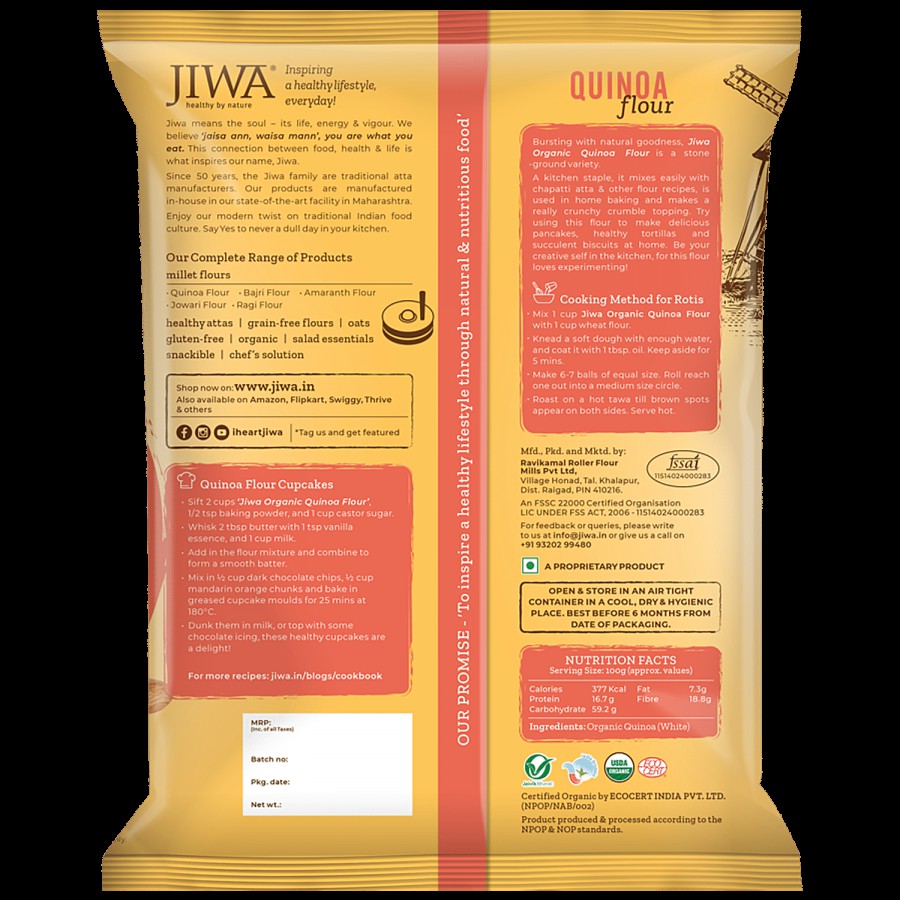 Jiwa Organic Quinoa Flour - 100% Natural & Gluten Free