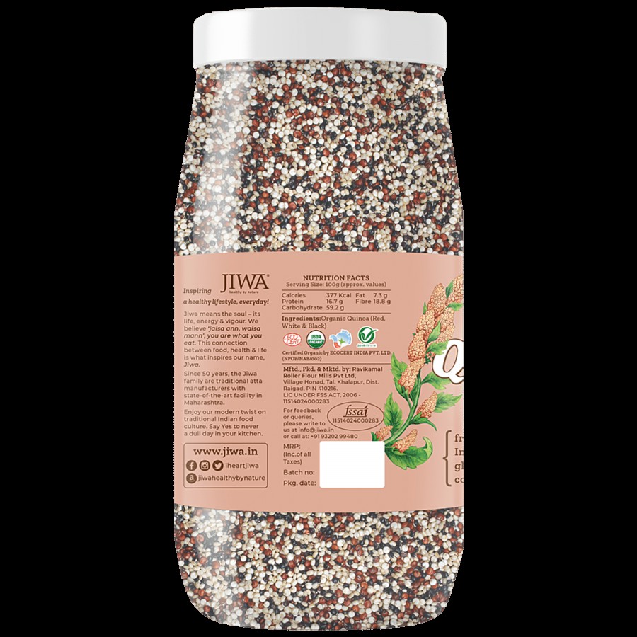 Jiwa Organic Tricolour Quinoa - 100% Natural & Gluten Free