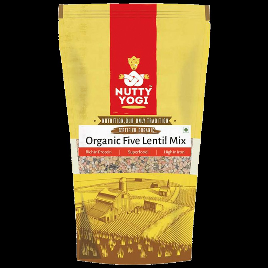 Nutty Yogi Organic Five Lentil Mix - Rich In Protein & Iron