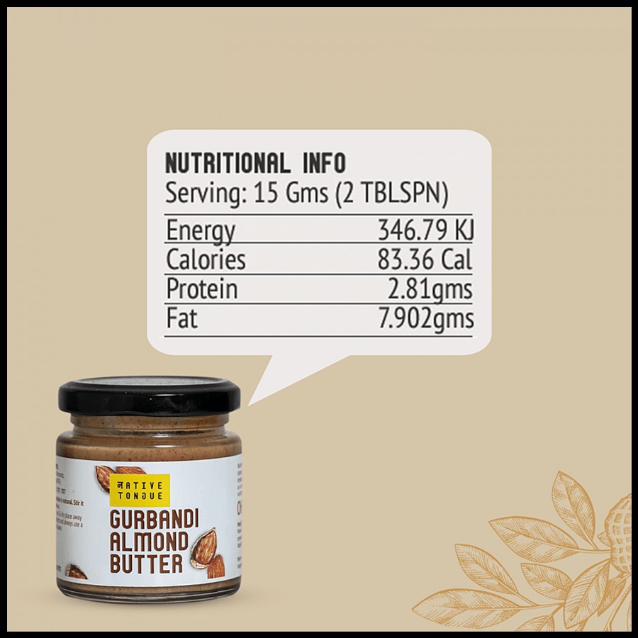 Native Tongue Gurbandi Almond Butter - No Preservatives