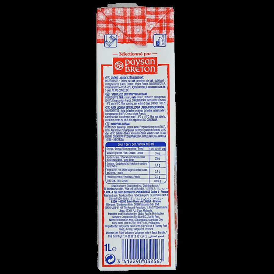 Paysan Breton UHT Whipping Cream 35.1% Fat