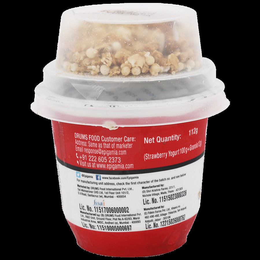 Epigamia  Greek Yogurt - Strawberry with Chunky Granola