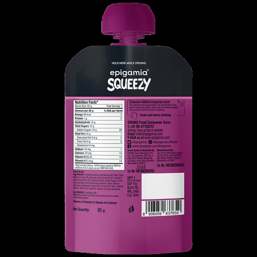 Epigamia  Squeezy Fruit Drink - Blueberry