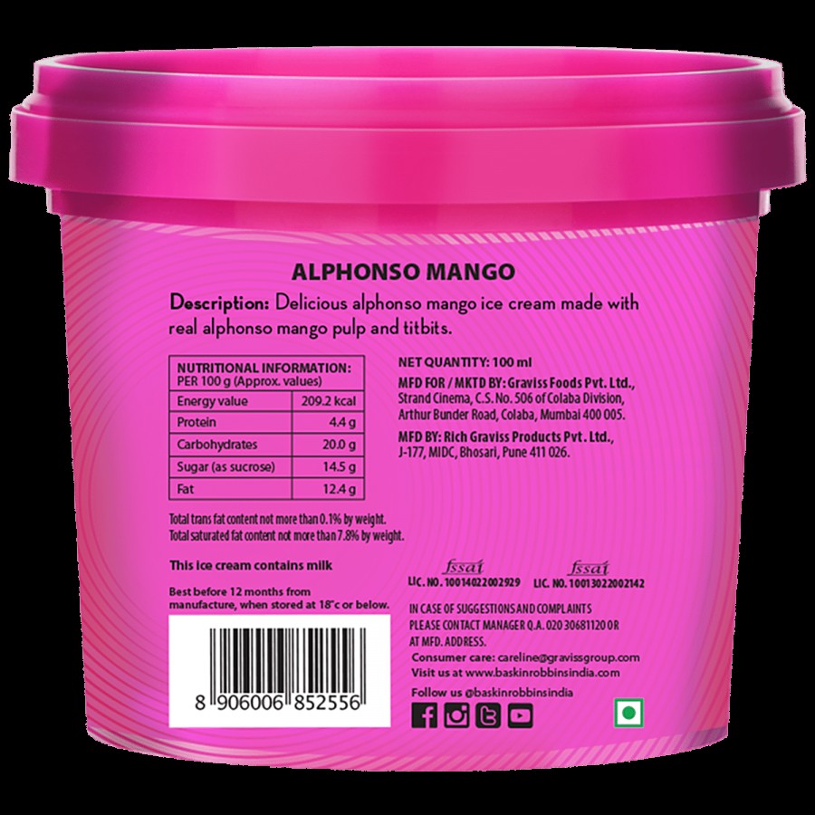 Baskin Robbins Alphonso Mango Ice Cream