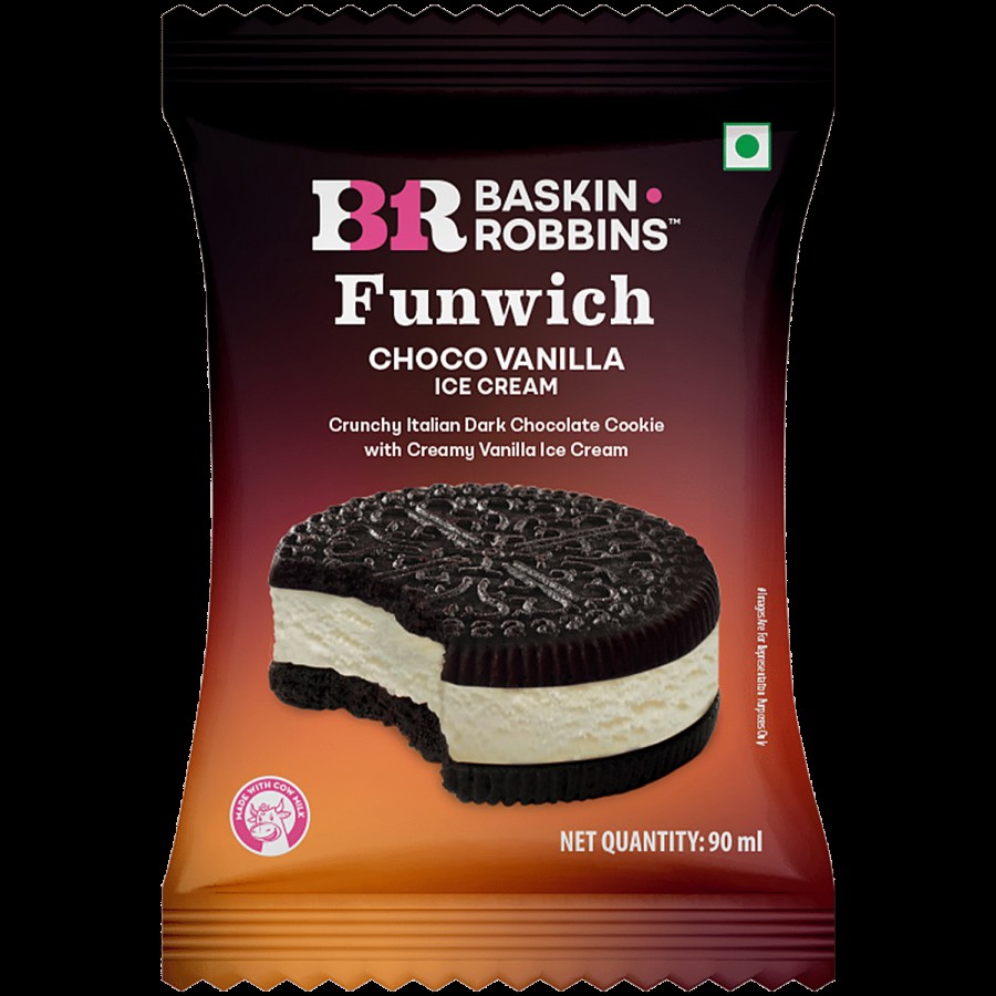 Baskin Robbins Funwich Dark Chocolate Cookie With Vanilla Ice Cream