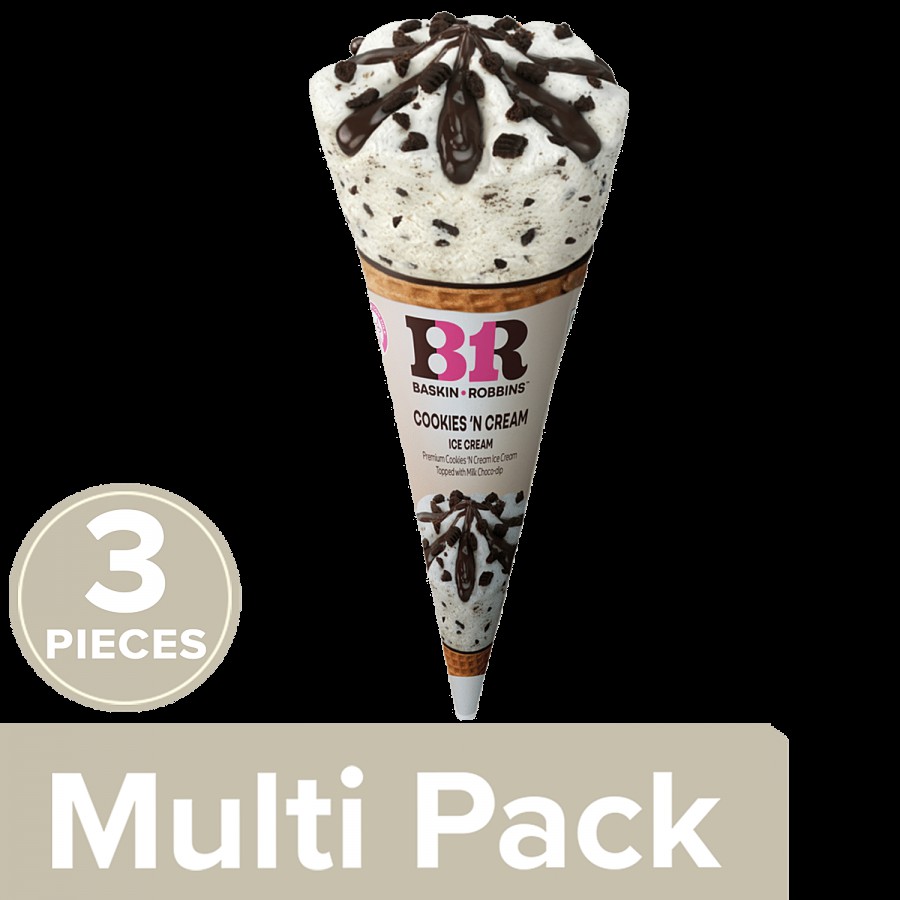 Baskin Robbins Ice Cream Cone - Cookies n Cream With Milk Chocolate