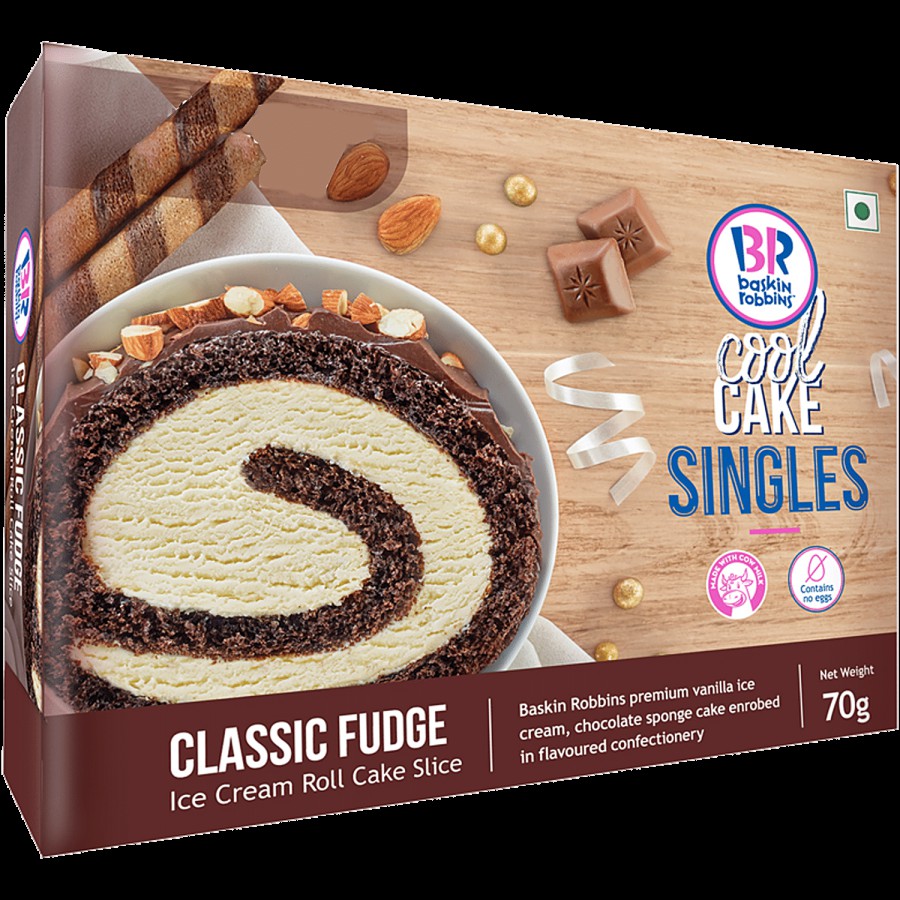 Baskin Robbins Ice Cream Roll Cake Slice - Classic Fudge