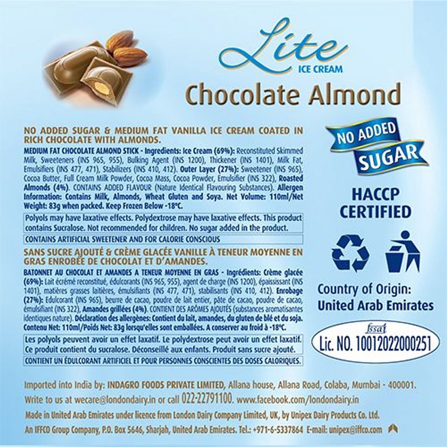 London Dairy Ice Cream - Chocolate Almond Lite