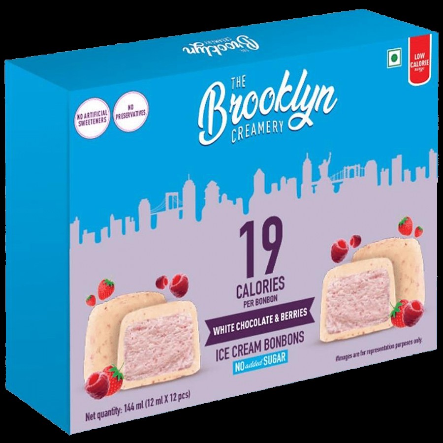 THE BROOKLYN CREAMERY White Chocolate & Berries Bonbons Ice Cream - Low Calorie