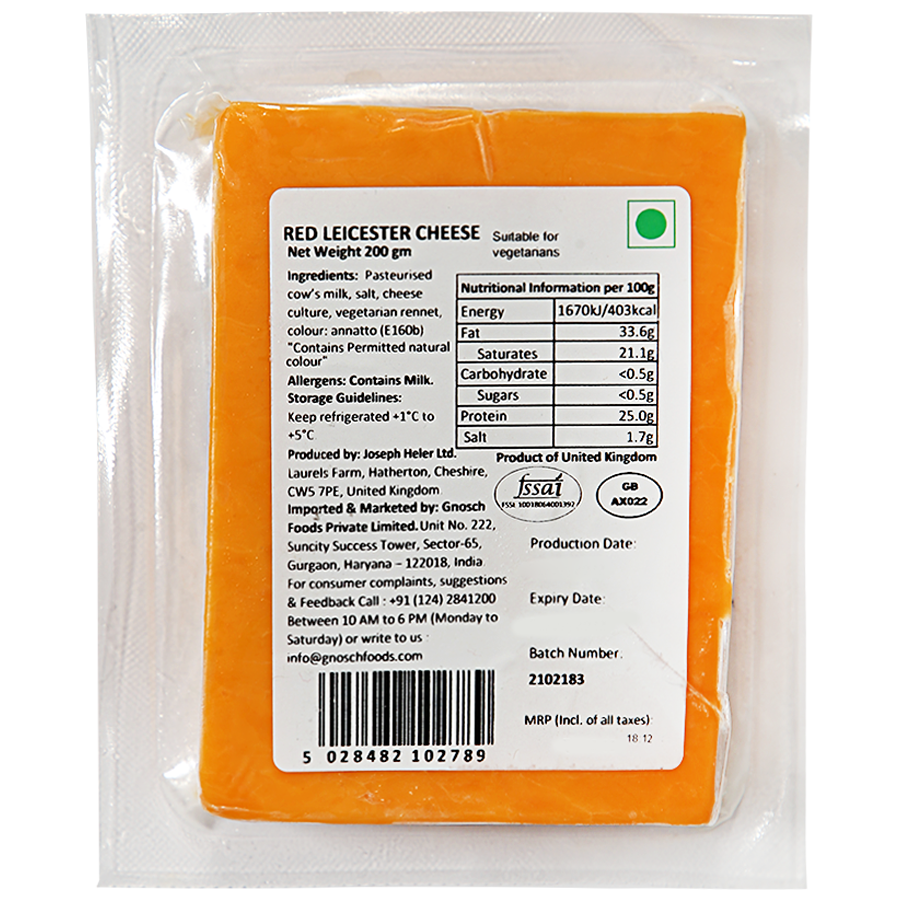 Joseph Heler Red Leicester  Cheese Portion