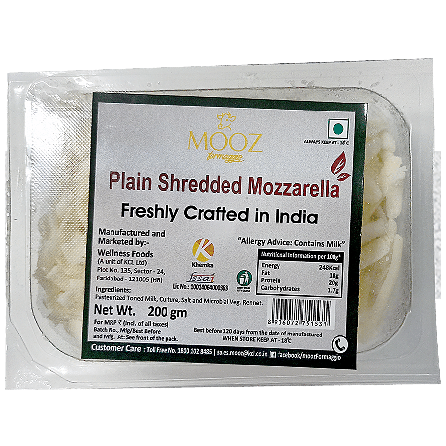 MOOZ Plain Shredded Mozzarella Cheese