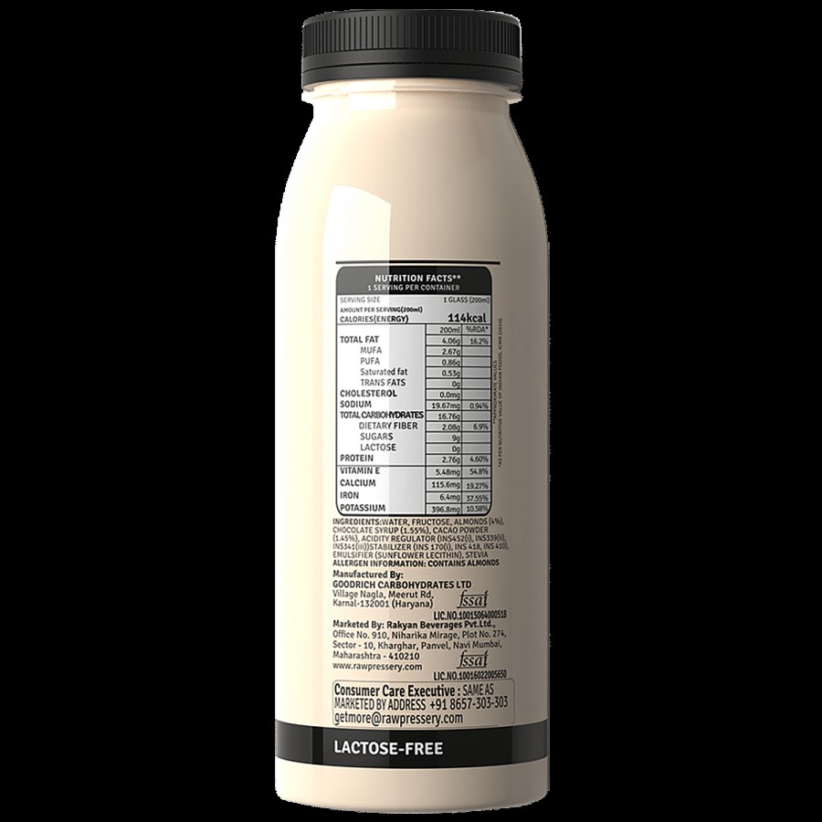 Raw Pressery Cocoa Almond Milk - Lactose Free